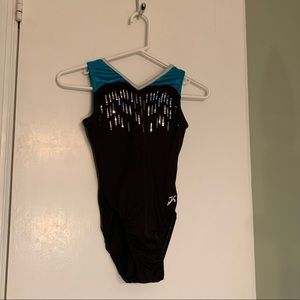 GK Elite Leotard | Adult Small | Black/Turquoise